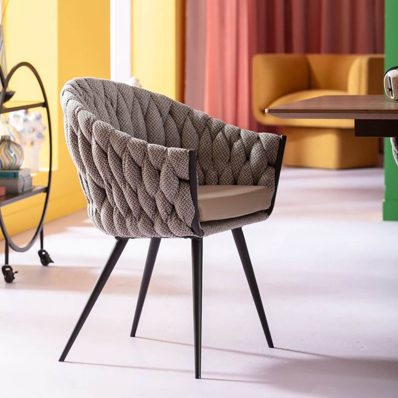 Chair with contemporary tweed armrests - Knot - Kare Design