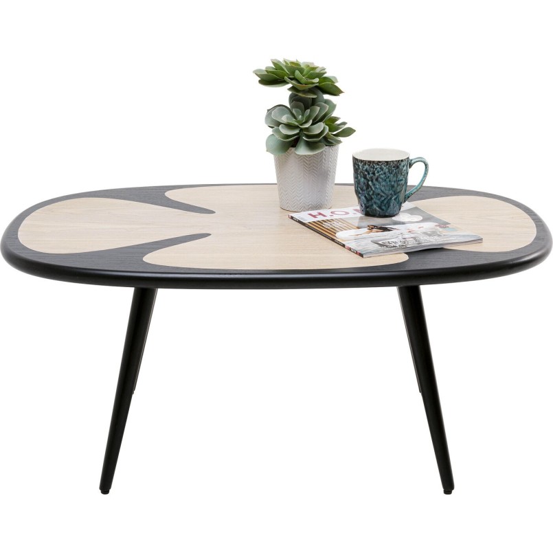 Table basse Petal nature noir 90x60cm