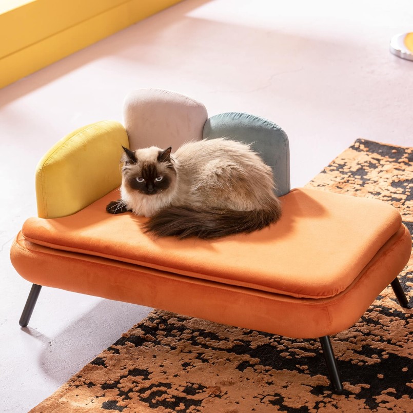 Lit pour animaux en velours orange - Diva - Kare Design