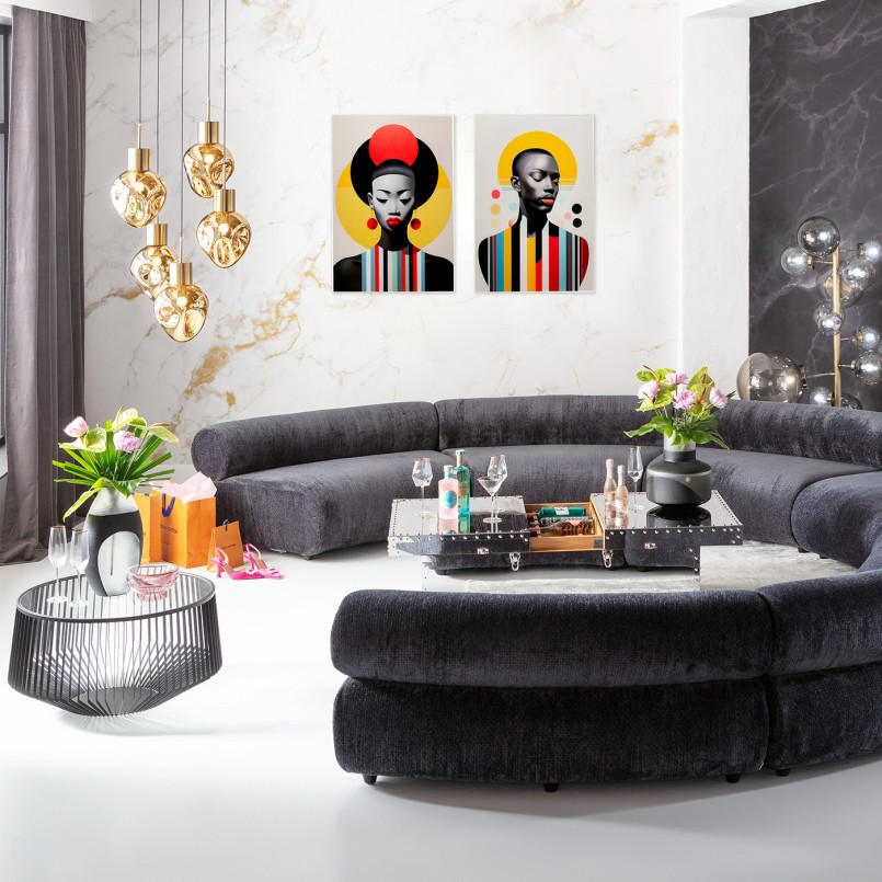 Tableaux en verre femmes rétro jaune et rouge - Kare Design