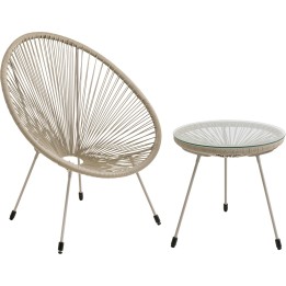 Fauteuil de jardin beige et table d'appoint - Acapulco - Kare Design