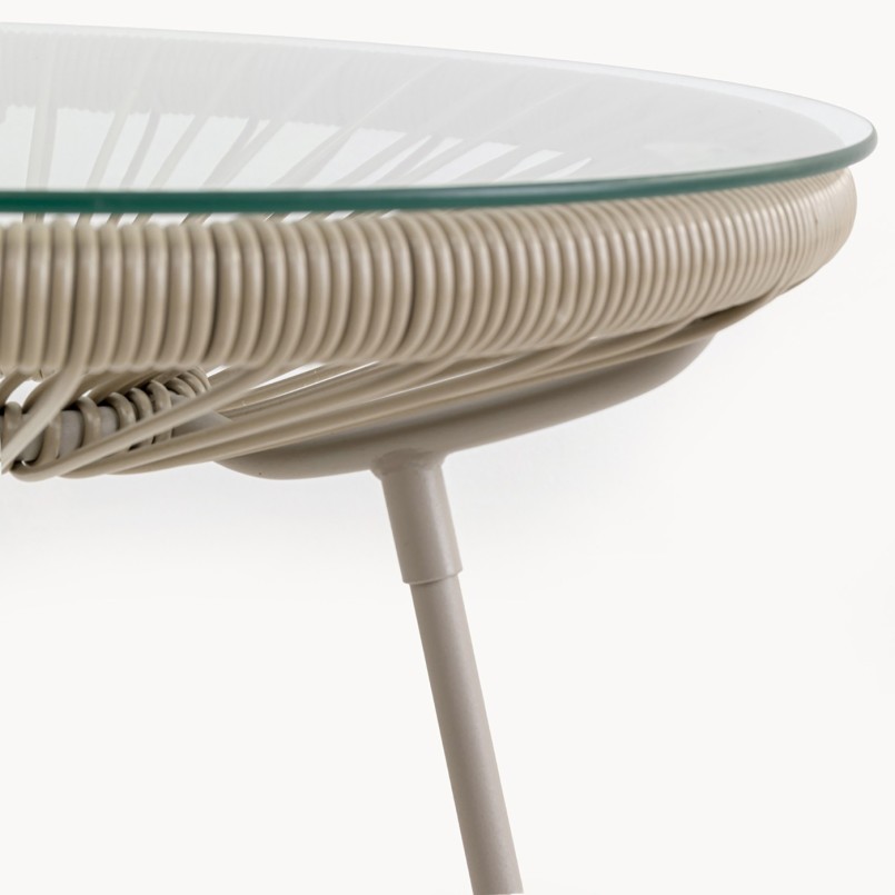 Fauteuil de jardin beige et table d'appoint - Acapulco - Kare Design
