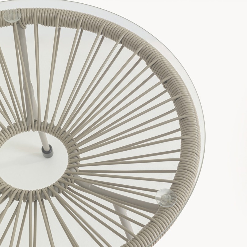 Fauteuil de jardin beige et table d'appoint - Acapulco - Kare Design