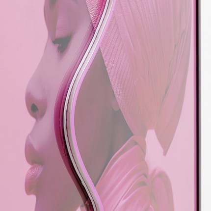 Framed Picture LED pink scarf woman 80x80cm Kare Design