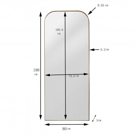 Miroir Opera doré 190x80cm Kare Design Miroir Opera doré 190x80cm Kare Design