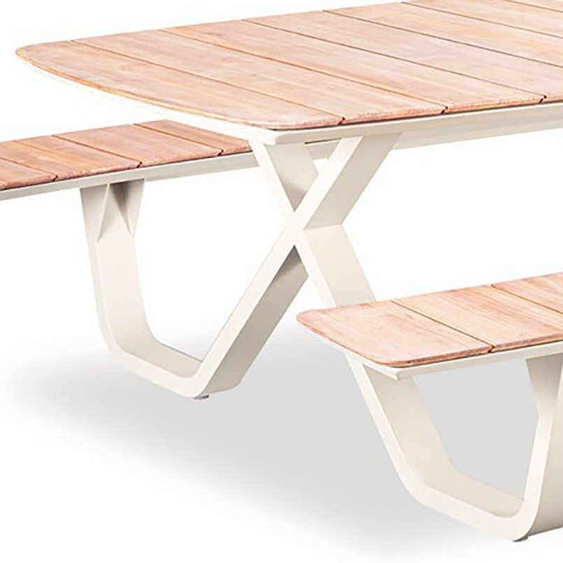 Table de pique-nique en aluminium et teck - Mary - Gescova