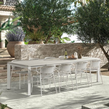 Table de jardin à rallonge 280x100cm blanche Gescova