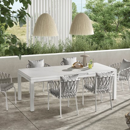 Table de jardin à rallonge Coppi blanche 280x100cm Gescova