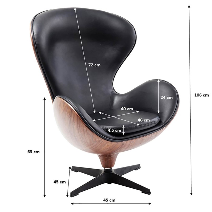 Swivel chair in black leather - Lounge - Kare Design