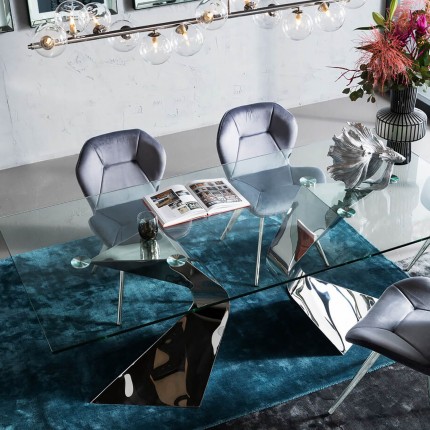 Chair Viva velvet grey and chrome Kare Design Chair Viva velvet grey and chrome Kare Design