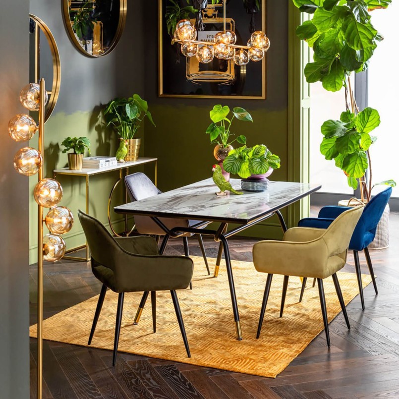 Chair with dark green velvet armrests - San Fransisco - Kare Design