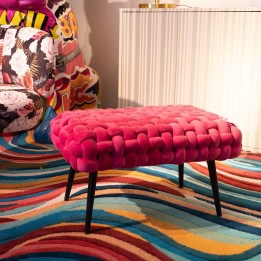 Banc en velours rose effet grosses mailles - Weave - Kare Design