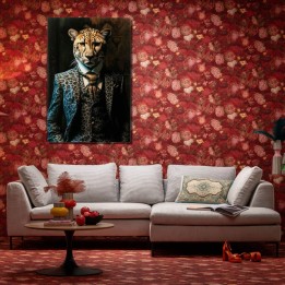 Glass painting leopard in costume - Kare Design