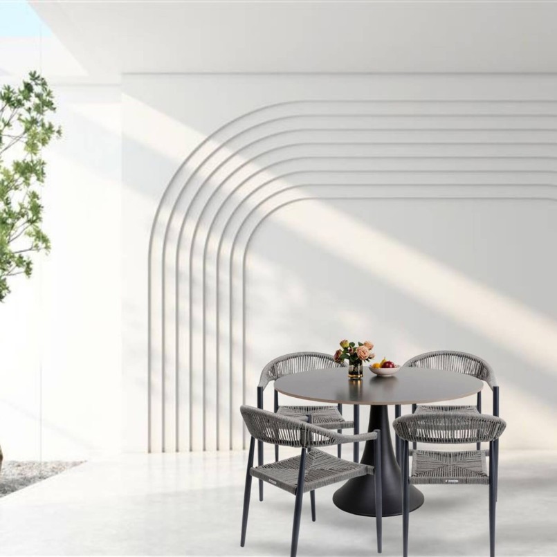 Outdoor set Grande Possibilita table 120cm and 4 chairs grey Kare Design