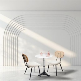 Ensemble table et 2 chaises blanches - Bistrot Rosali - Kare Design