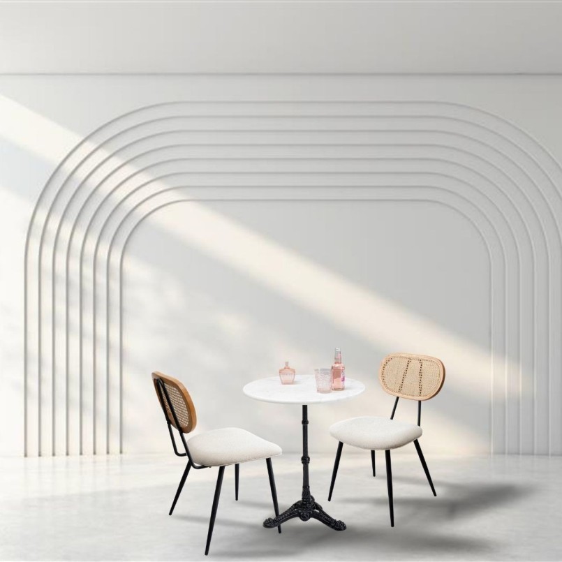 Ensemble table et 2 chaises blanches - Bistrot Rosali - Kare Design