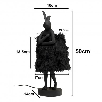 Lampe Animal lapin Fluff 50cm noir Kare Design