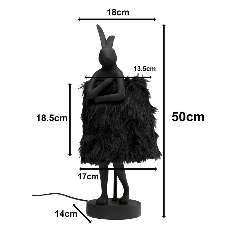 Lampe lapin noir poils longs - Animal - Kare Design