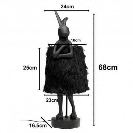 Table Lamp Animal rabbit Fluff 68cm black Kare Design