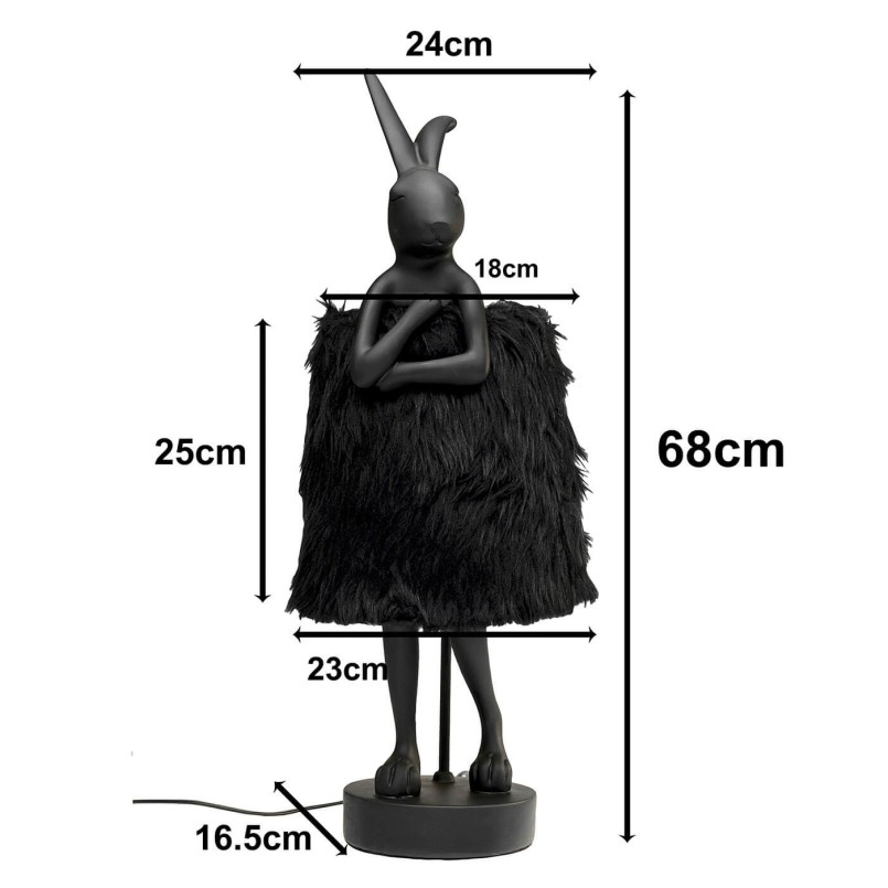 Lampe lapin noir poils longs - Animal - Kare Design