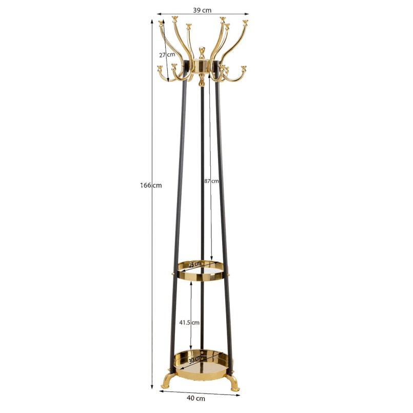 Portemanteau vintage acier noir et aluminium doré - Luna - Kare Design