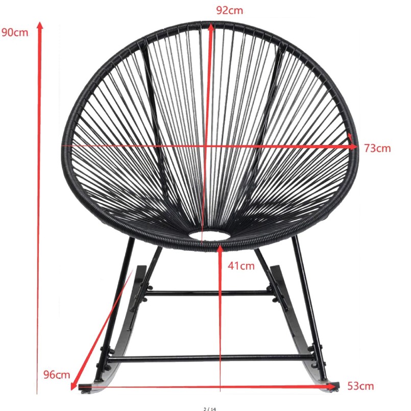 Black garden rocking chair - Acapulco - Kare Design