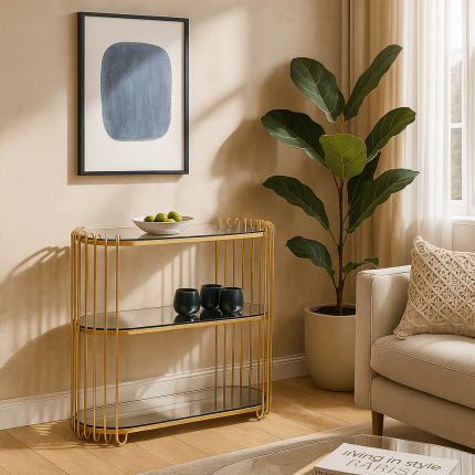 Console Wire 81x37cm brass Kare Design