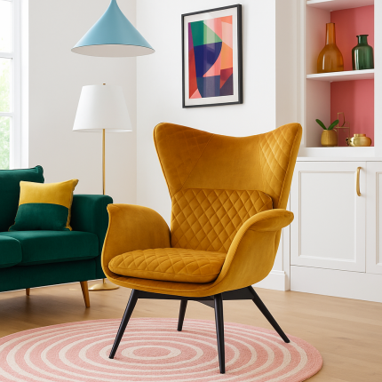 Fauteuil Tudor velours ocre Kare Design Fauteuil Tudor velours ocre Kare Design