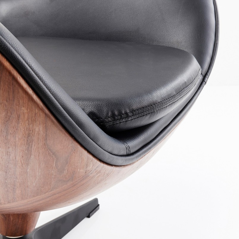 Fauteuil pivotant en cuir noir - Lounge - Kare Design