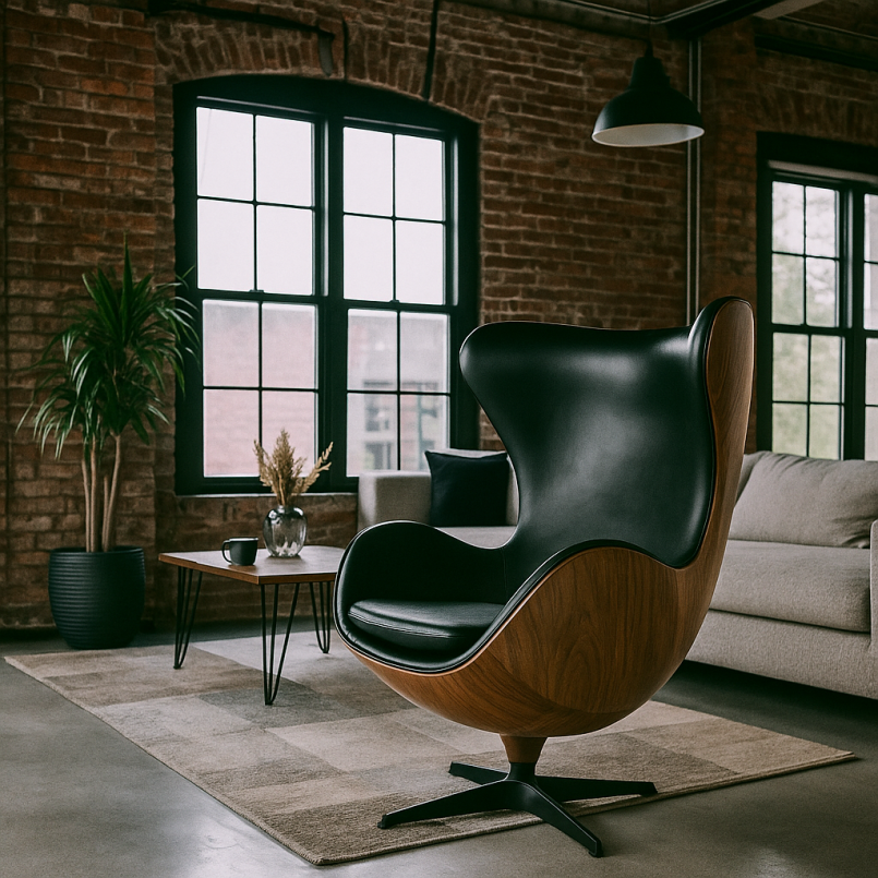 Fauteuil pivotant en cuir noir - Lounge - Kare Design
