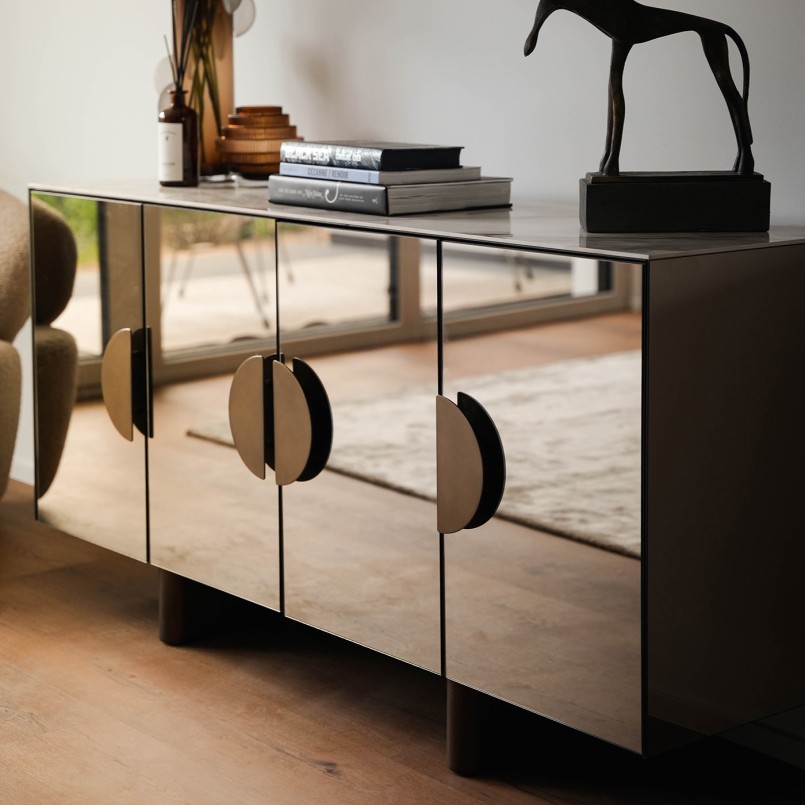 Buffet chic en grès et verre miroir - Lunar - Kare Design