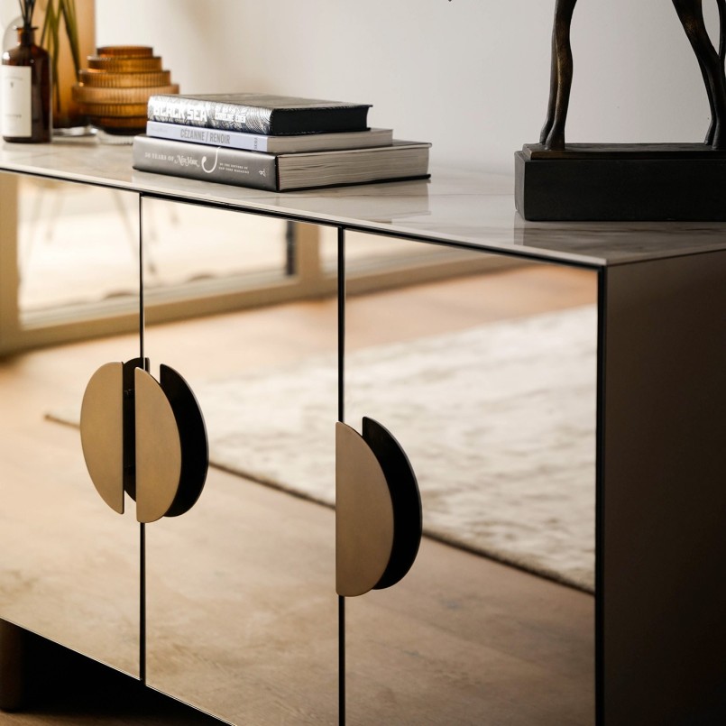 Buffet chic en grès et verre miroir - Lunar - Kare Design