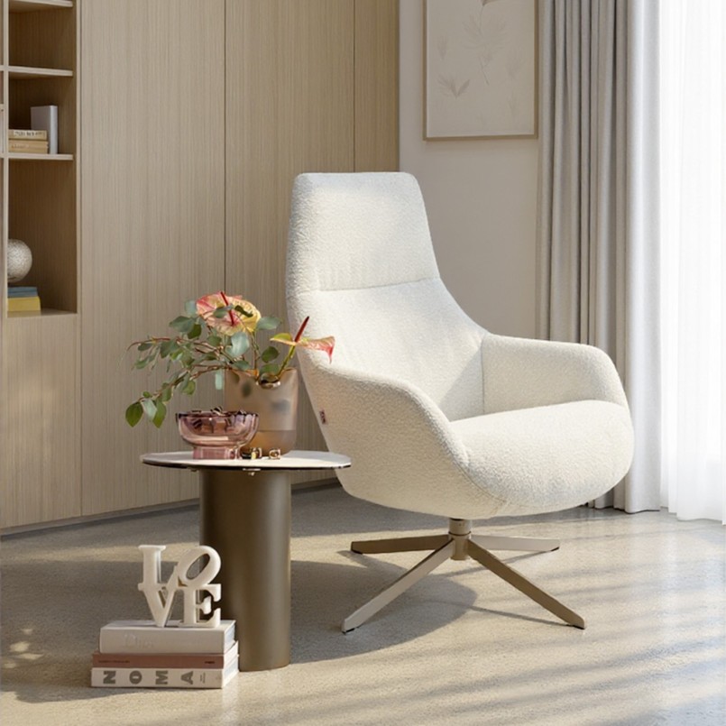 Table d'appoint en grès blanc et acier noir - Paso - Kare Design