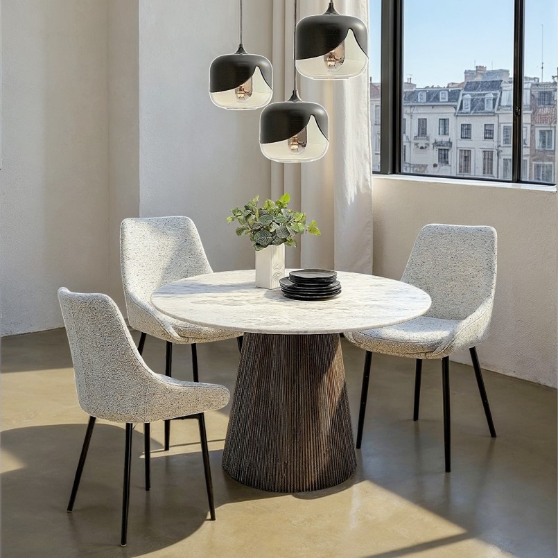 Table en marbre blanc et manguier - Glenn - Kare Design