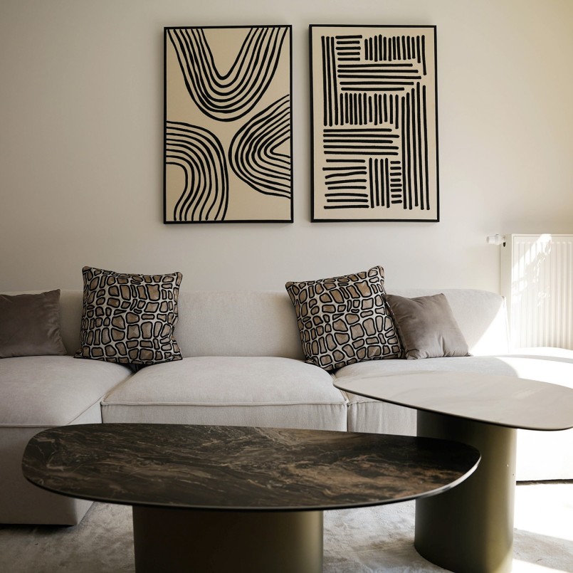 Tableau lignes noires sur fond beige - Artistic Lines - Kare Design