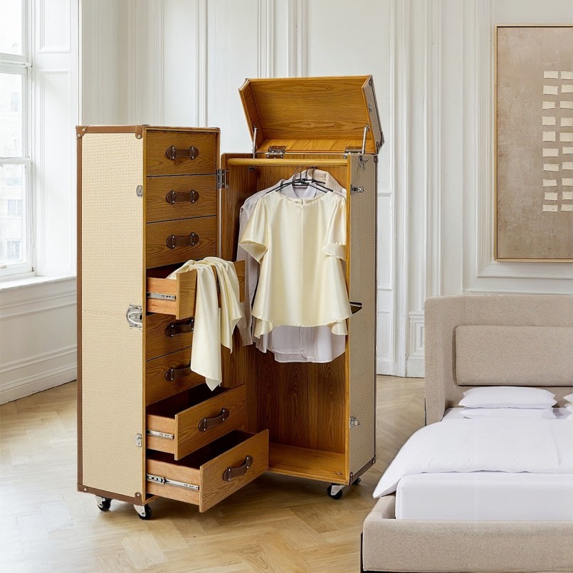 Beige woven leatherette trunk - Venezia - Kare Design