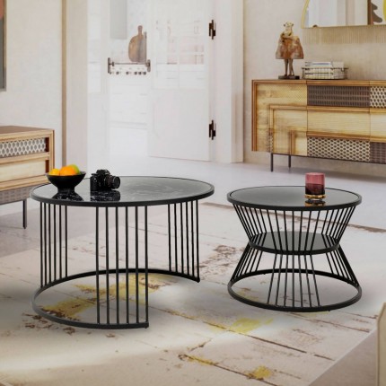 Tables basses Roma set de 2 noires Kare Design Tables basses Roma set de 2 noires Kare Design