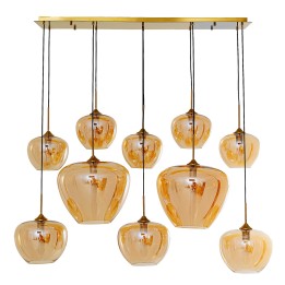 Hanging lamp in amber glass and gold-plated steel - Sphere - Kare Design