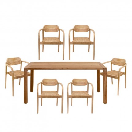 Ensemble de jardin Bella table 200x10cm et 6 chaises Kare Design