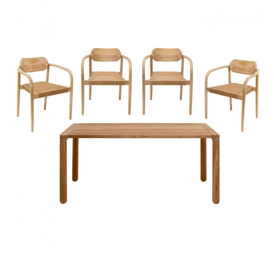 Ensemble de jardin Bella table 180x90cm et 4 chaises Kare Design