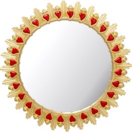 Miroir doré avec des coeurs rouges - Kare Design