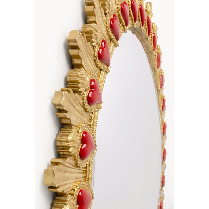 Miroir doré avec des coeurs rouges - Kare Design