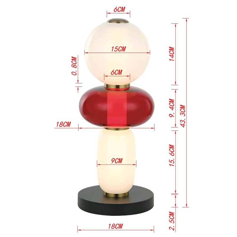 Lampe en verre blanc et rouge - Sugar - Kare Design