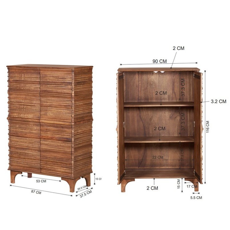 Commode en manguier massif sculpté - Santos - Kare Design