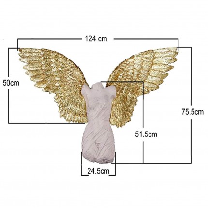 Déco murale buste homme ailes dorées 124x71cm Kare Design