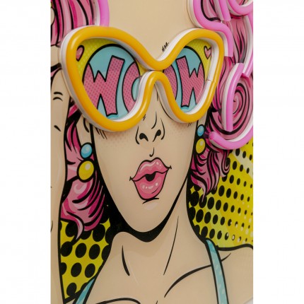 Tableau en verre LED femme BD 39x39cm Kare Design