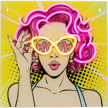 Glass Picture LED comics woman 39x39cm Kare Design