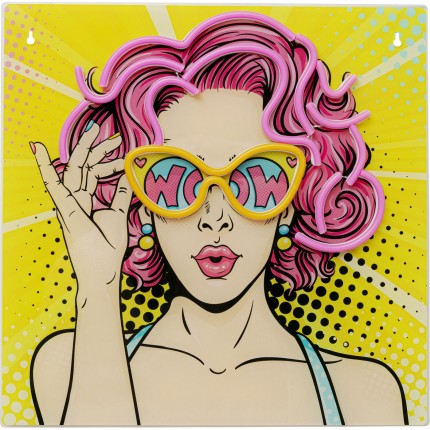 Glass Picture LED comics woman 39x39cm Kare Design