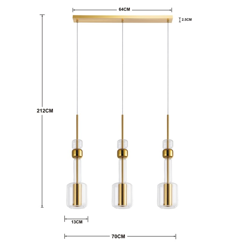 Glass and gold-plated steel suspension - Candy Bar - Kare Design