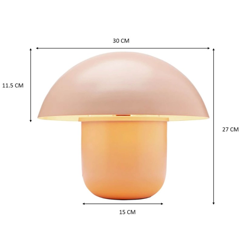 Lampe champignon rétro en acier rose - Mushroom - Kare Design
